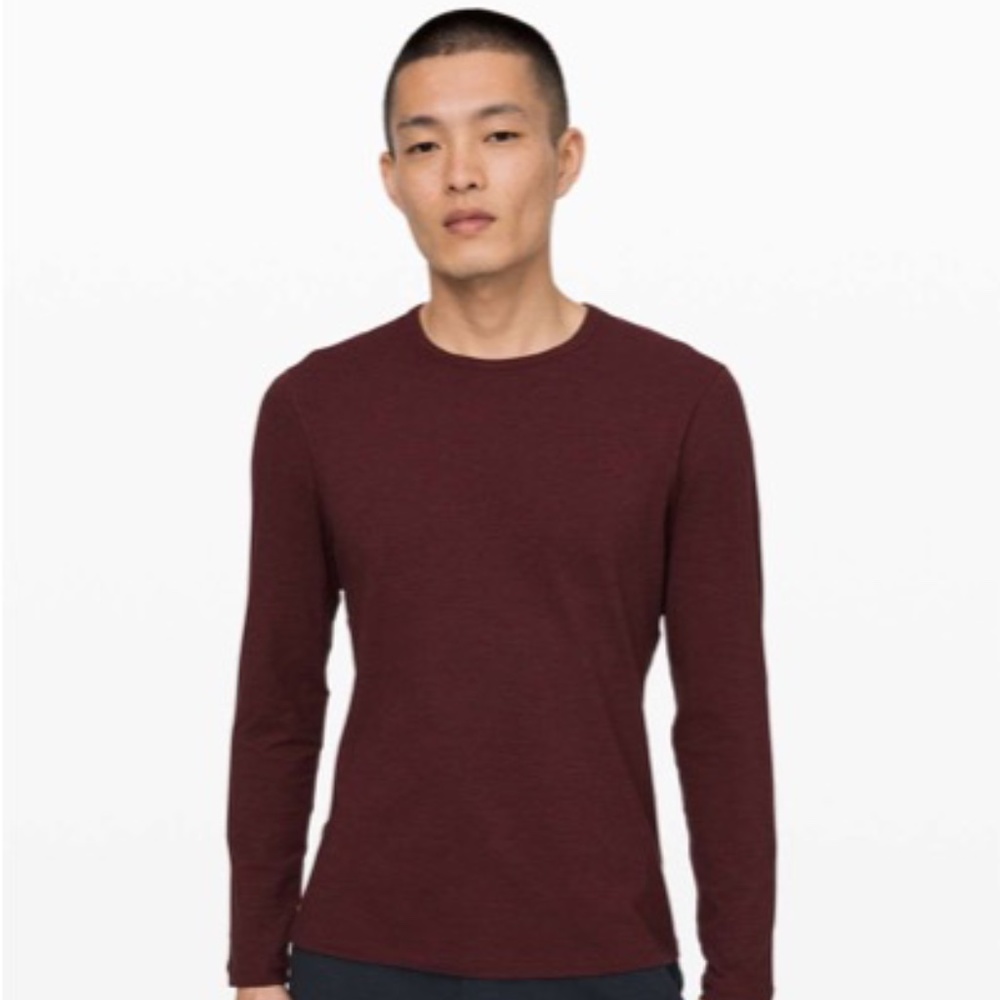 Lululemon 5 Year Basic Long Sleeve Sz. L Colour: Heathered Bordeaux Drama